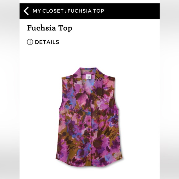 CAbi Fushia Sleeveless Blouse XS - Picture 3 of 3